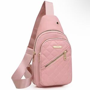 Pink Quilted Crossbody Bag